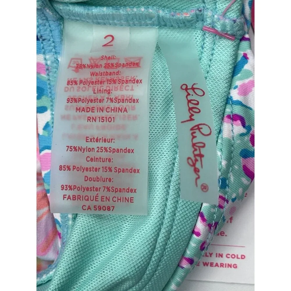 Lilly Pulitzer SPLASH DANCE LAGOON SARONG HIPSTER Swimsuit Bikini Bottom Size 2‎